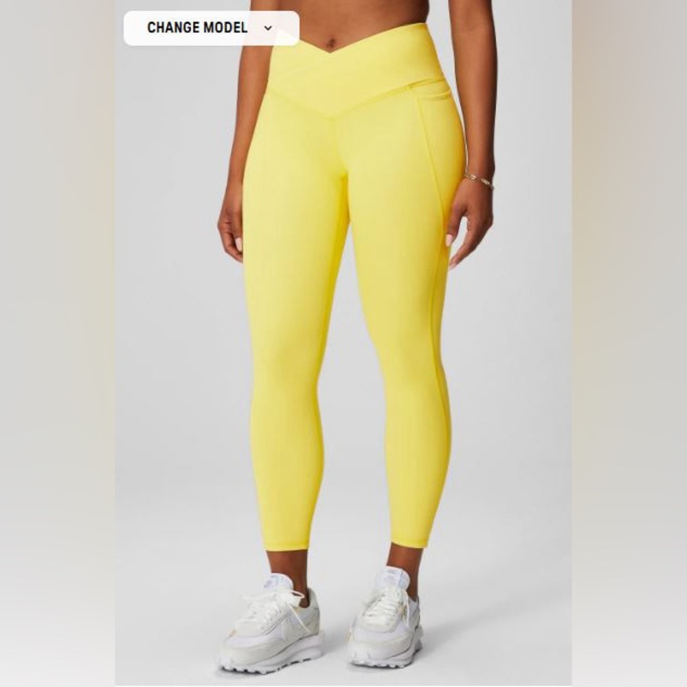 NWT- Fabletics PureLuxe High-Waisted Crossover 7/8 Leggings -SUNNY DAY (24”) New - Picture 2 of 12